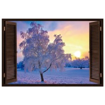 Ventanas 3d vinilo árbol nevado
